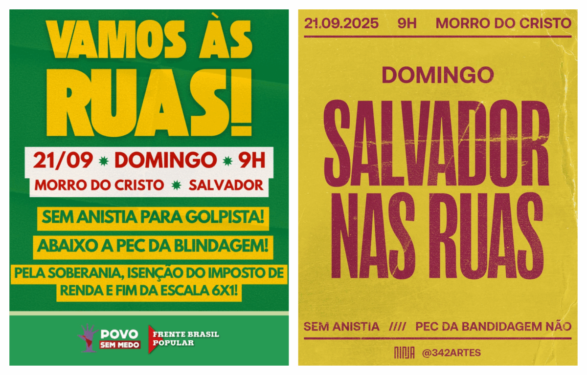 Movimentos sociais, artistas e políticos estão fazendo convocação nas redes sociais. Imagens: Reprodução