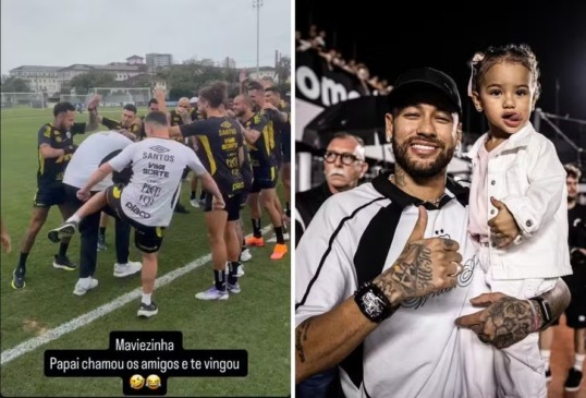 Foto: Foto: Reprodução / @neymarjr | @raulbaretta_photo / Santos FC