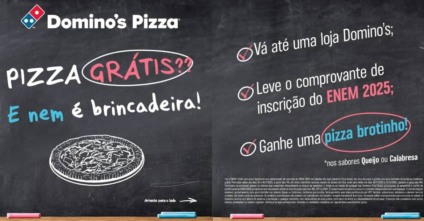 Estudantes ganharão pizza gratuita no dia do Enem; veja como adquirir