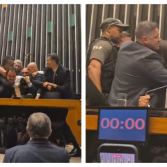 VÍDEO: Em protesto, Glauber Braga ocupa Mesa da Câmara, mas é retirado à força por policiais