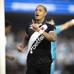David comemora gol em Santos x Vasco da Gama pelo Campeonato Brasileiro | Foto: Matheus Lima/Vasco