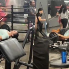 mulher em academia alagada