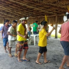 Indígenas do Povo Pataxó reunidos na terra indígena Barra Velha. Foto: Arquivo/Cimi Leste/Reprodução